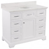 Aria 42" Bathroom Vanity, White, Engineered Marble