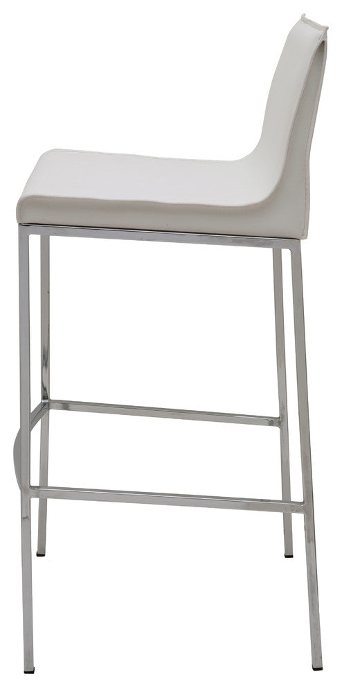 Colter Leather Stool, White, Counter Height