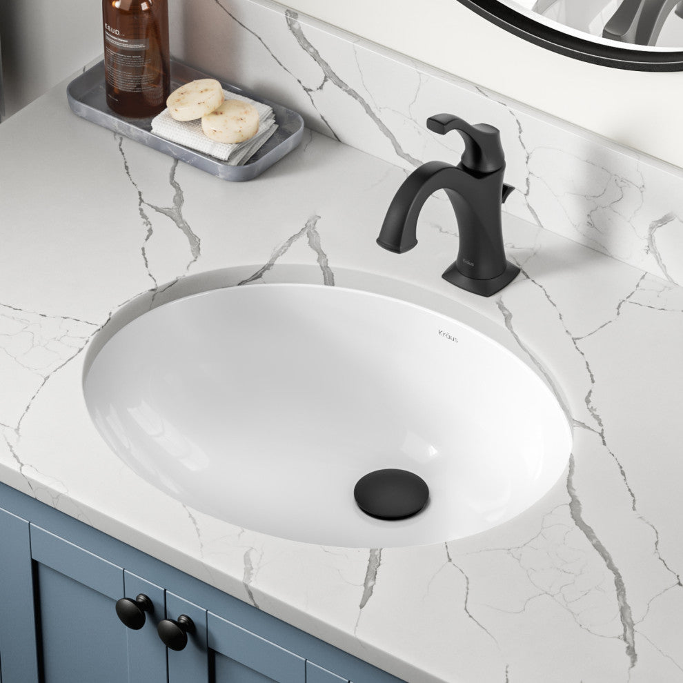 KRAUS Elavo 19.25 in. Oval Porcelain Ceramic Undermount Bathroom Sink