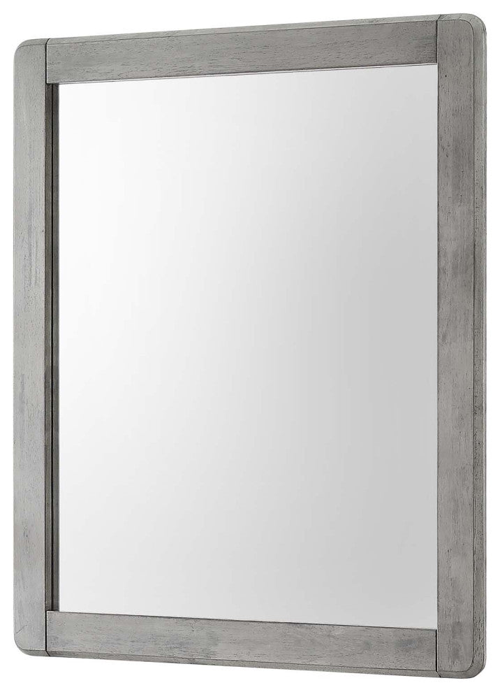 Dresser Drawer Chest Mirror Set, Wood, Gray, Modern Farmhouse Living