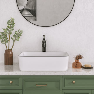 19"X15" Ceramic Rectangular Bathroom Vessel Sink Above Counter Sink
