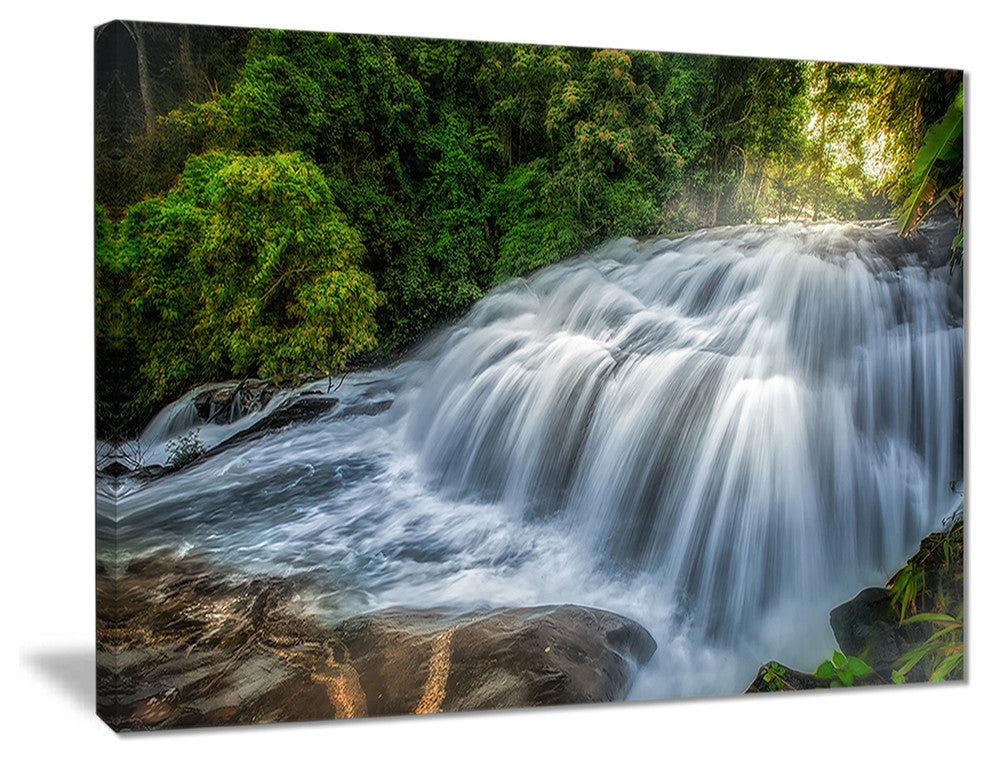 "Flowing Pha Dokseaw Waterfall" Landscape Canvas Photo Print, 40"x30"