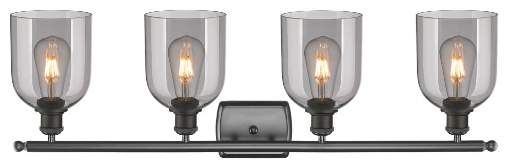 Ballston-Bella 4-Light 36" Bath Vanity Light, Oil Rubbed Bronze, Light Smoke