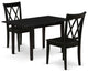 3Pc Dinette Set 2 Dining Chairs, Butterfly Leaf Dining Table, Black