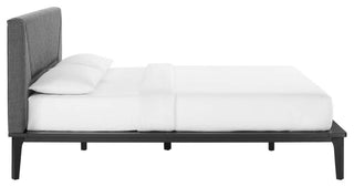 Dakota Upholstered Queen Platform Bed, Black Gray