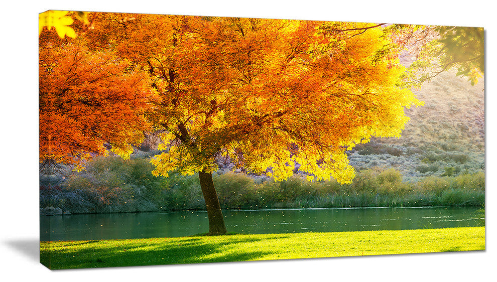 Beautiful Autumn Season in Forest, Extra Large Landscape Canvas Art, 32"x16"