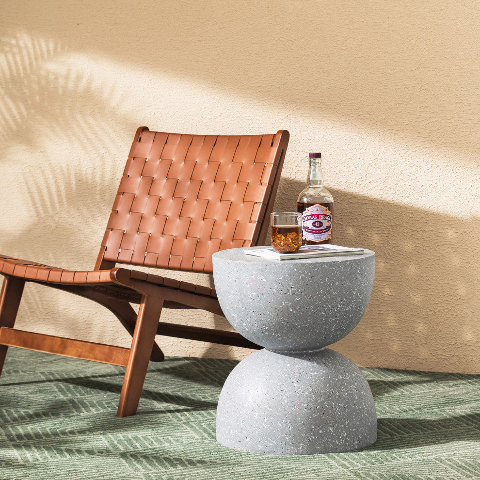 17.75'' Multi-Functional Mgo Sand Terrazzo Garden Stool, Gray
