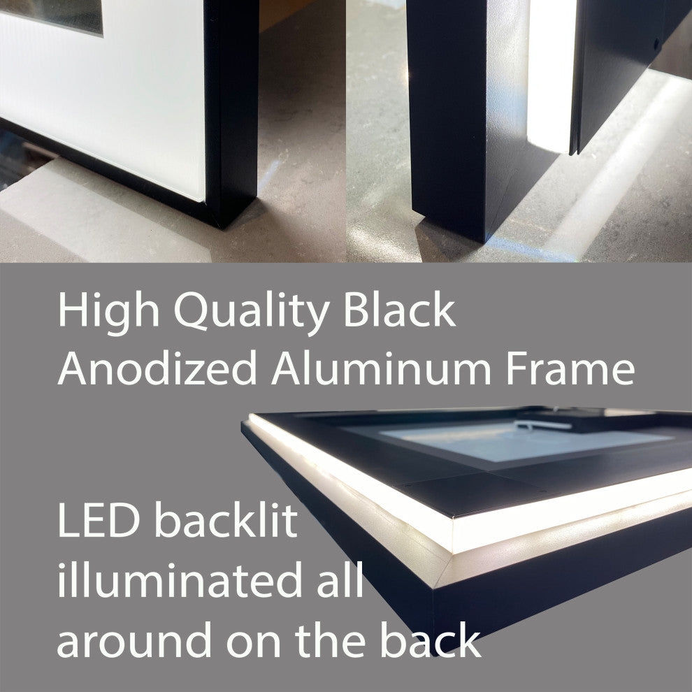Black Frame Wall Mounted backlit LED Bathroom Vanity Mirror(48"W X 36"H )