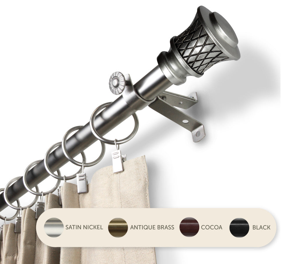 Verena 13/16" Curtain Rod, Satin Nickel, 120-170"