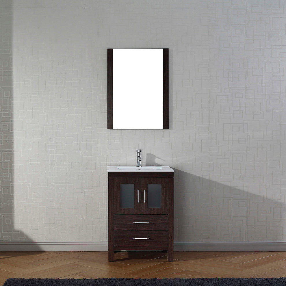 Dior 24" Single Bathroom Vanity, Espresso With Slim White Ceramic Top