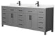 84"DBL Vanity Dark Gray, Carrara Cult. Marble Countertop, Sinks, Black Trim