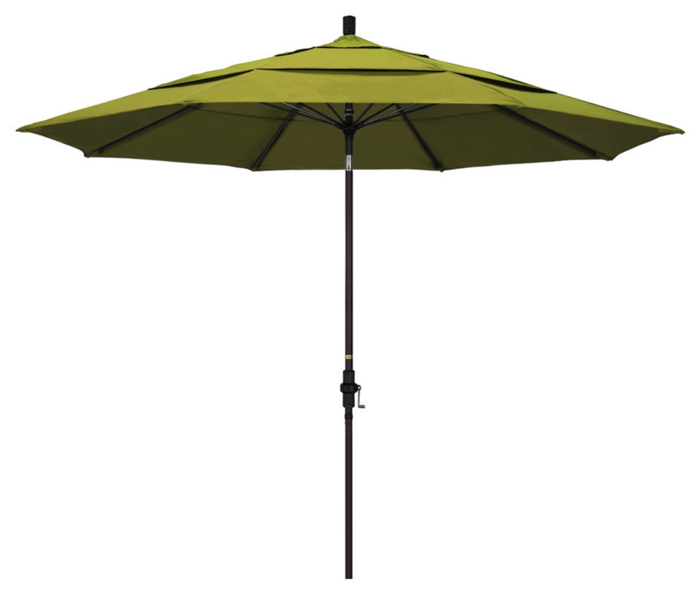 11' Bronze Collar Tilt Lift Fiberglass Rib Aluminum Umbrella, Olefin, Kiwi