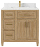 Santa Monica 36 Center Sink Bath Vanity in Whitewashed Teak 1.5" Empira Quartz