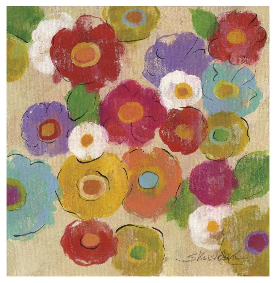 "Bohemian Bouquet II" Digital Paper Print by Silvia Vassileva, 42"x42"