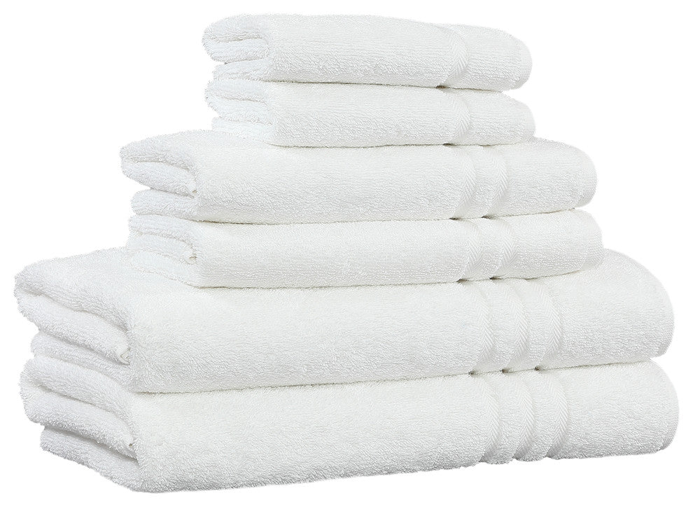 Denzi Towel Set, White, 6 Piece