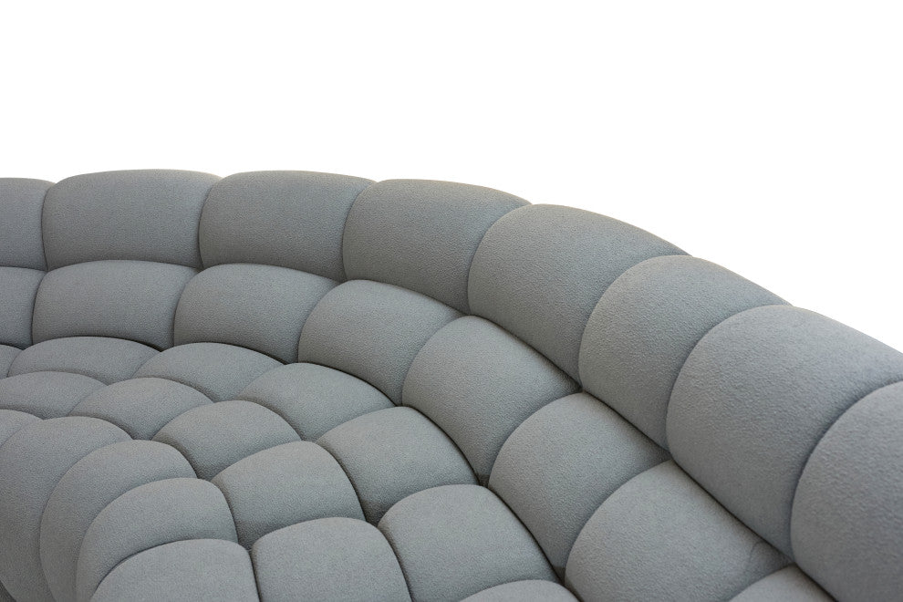 Yolonda, Modern Light Gray Curved Sectional Sofa