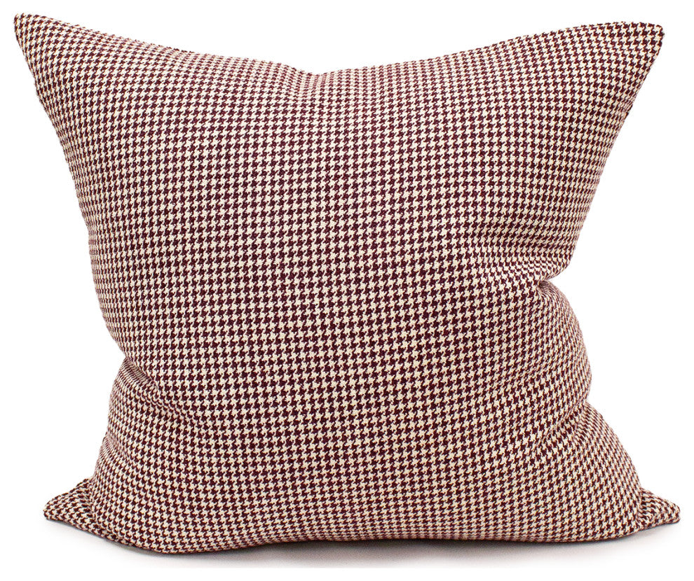 Crimson Houndstooth Cushion Cover, 20" X 20"
