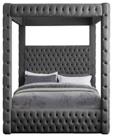 Royal Velvet Upholstered Bed, Grey, King