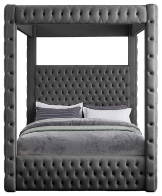 Royal Velvet Upholstered Bed, Grey, King