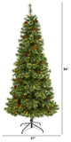 7' White Mountain Pine Faux Xmas Tree With 400 Clear LED Lights and Pine Cones