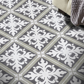 Malta Handmade Cement Tile, Warm Gray/Dark Brown, Sample