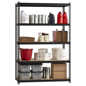 Iron Horse 2300 Riveted Metal Shelving 5-Shelf Unit 18D x 48W x 72H Black
