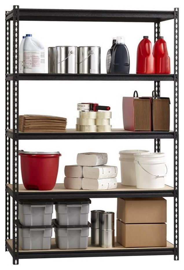 Iron Horse 2300 Riveted Metal Shelving 5-Shelf Unit 18D x 48W x 72H Black