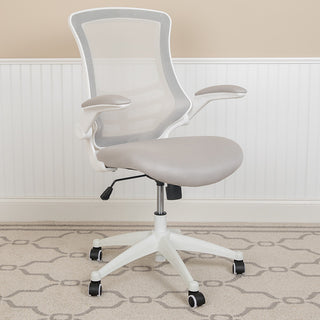 Mid-Back Mesh Swivel Ergonomic Task Office Chair, Light Gray/White