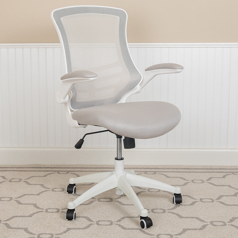 Mid-Back Mesh Swivel Ergonomic Task Office Chair, Light Gray/White