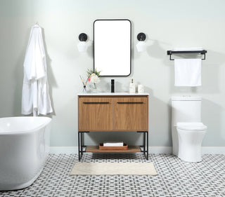 Sue Walnut Brown-Light Bathroom Vanity, Walnut Brown, 36"