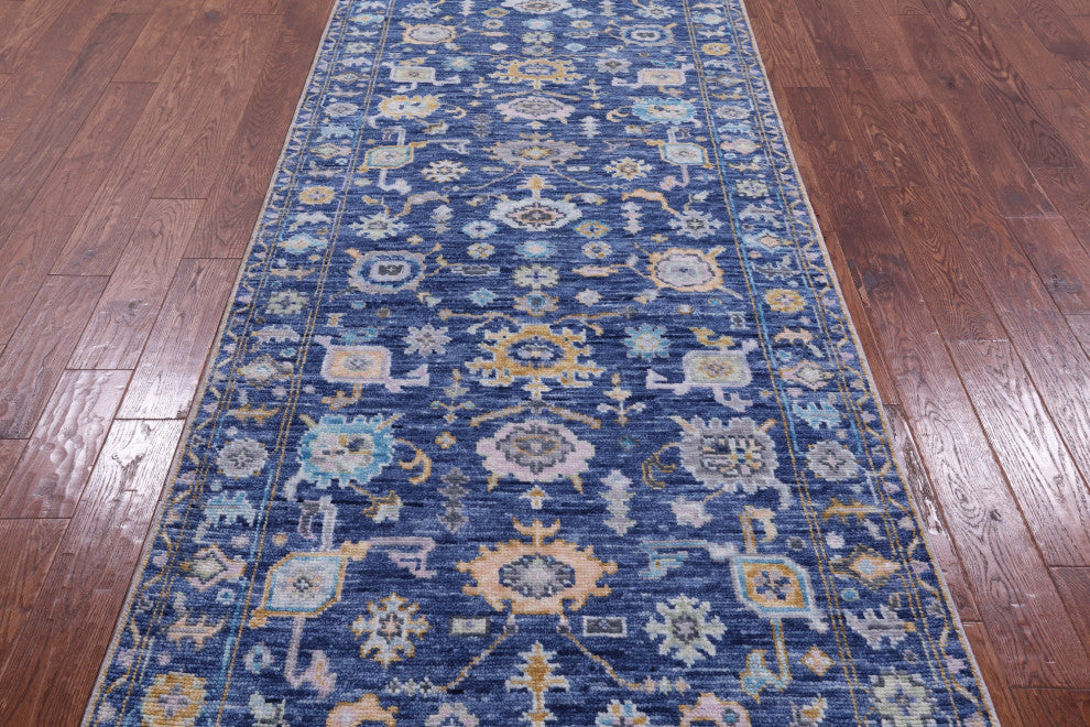 Runner Turkish Oushak Handmade Wool Rug 4' 0" X 10' 2" - Q13467