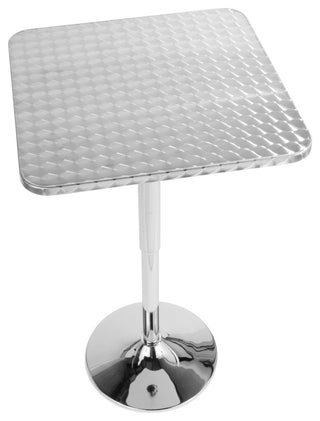Bistro Contemporary Adjustable Square Bar Table, Silver