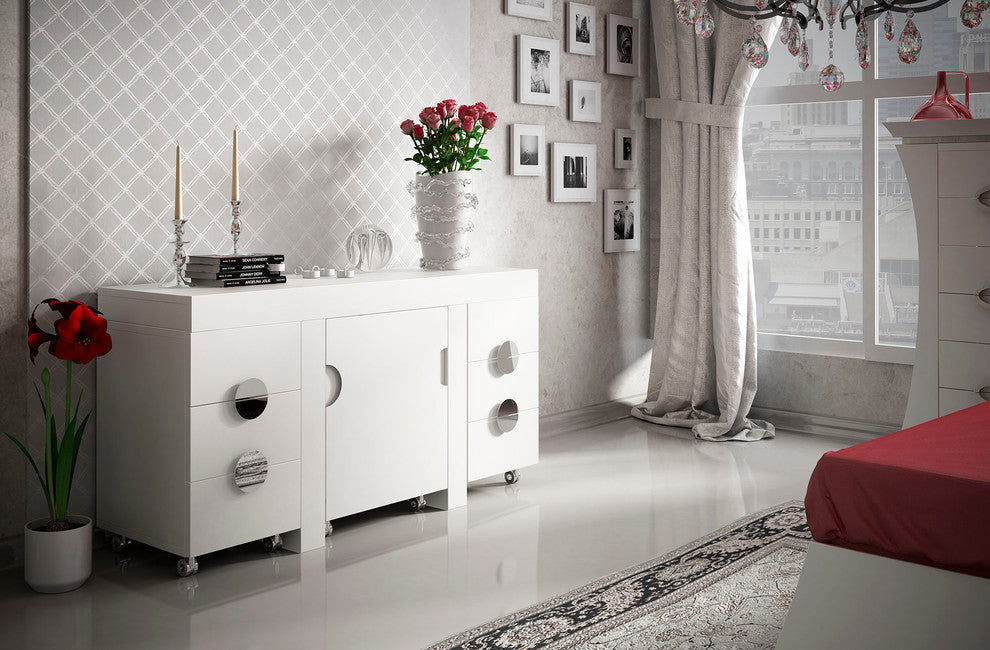 T21 Bedroom Make-up Vanity 63", White, Glossy Finish