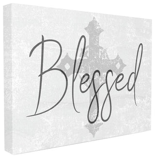 Blessed With Holy Cross Wood Texture Canvas Wall Art, 24"x30"