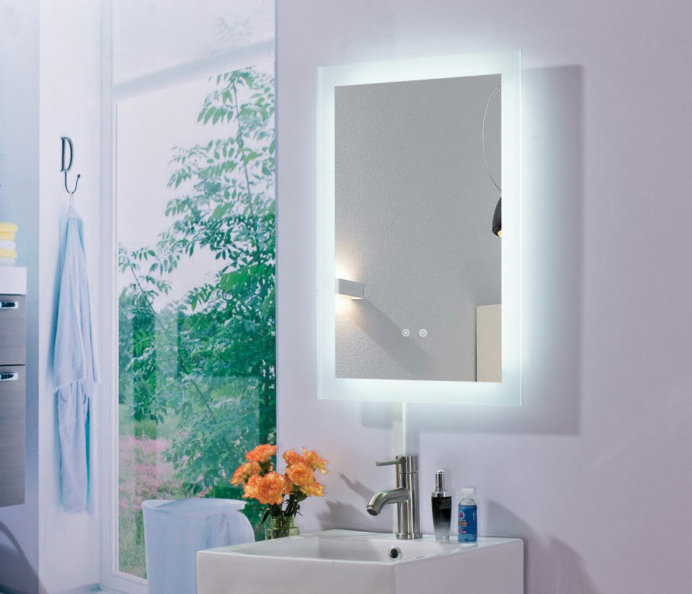 Luminous Dimmable LED Mirror with Defogger, 20"x30"x1.75"