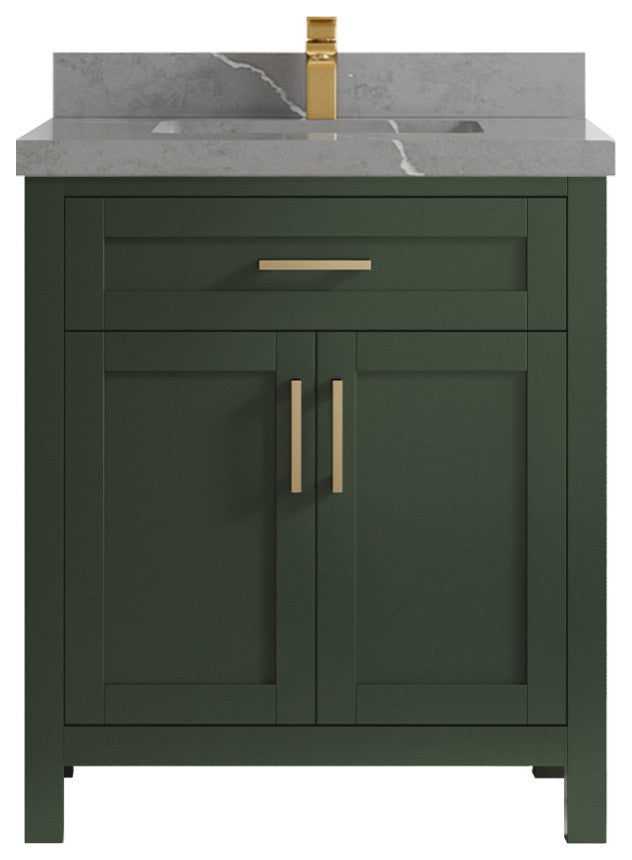 Cambridge 30 Single Sink Bath Vanity in Pewter Green 2" Piatra Gray