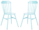 2 Pack Indoor Outdoor Dining Side Chair, Armless Seat & Slat Back, Baby Blue