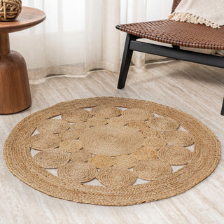 Cassia Round Natural Jute Boho Circle, Natural, 6' Round