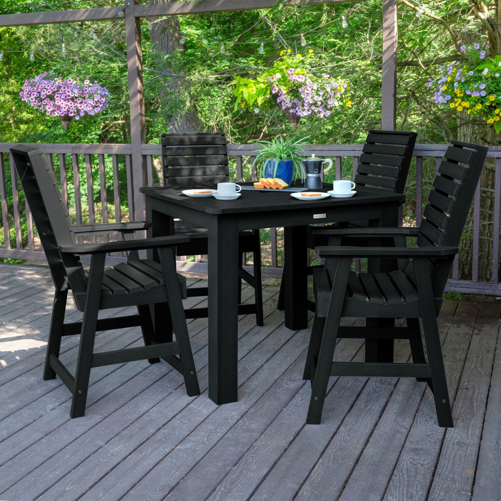 Weatherly 5-Piece Square Counter-Height Dining Set, Black