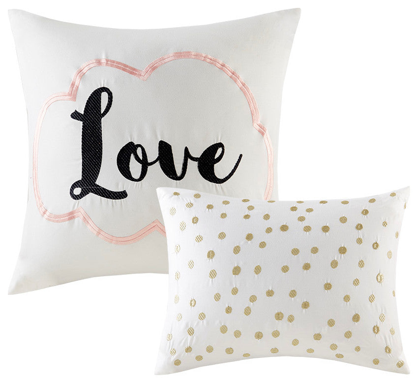 Intelligent Design Raina Metallic Printed Comforter Set, Blush/Gold