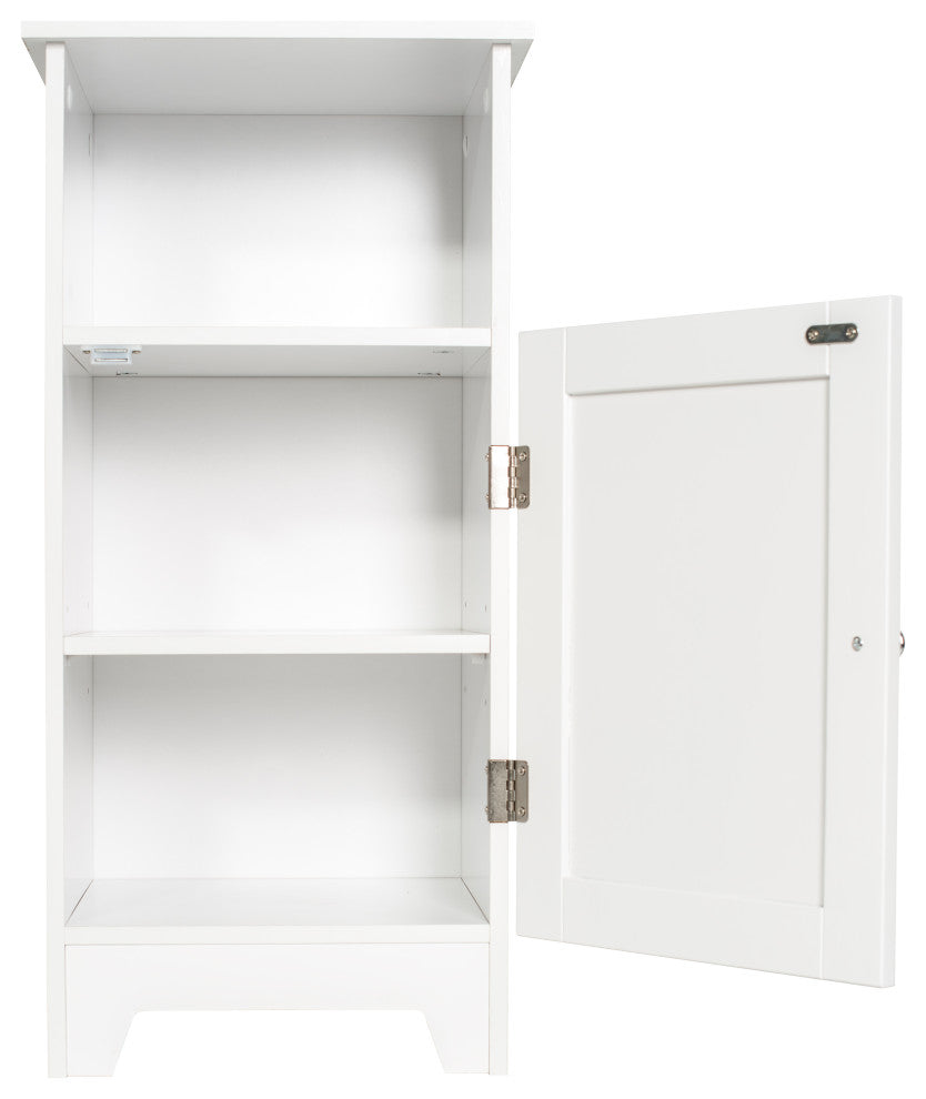 Contemporary Country Single Door Cabinet, White