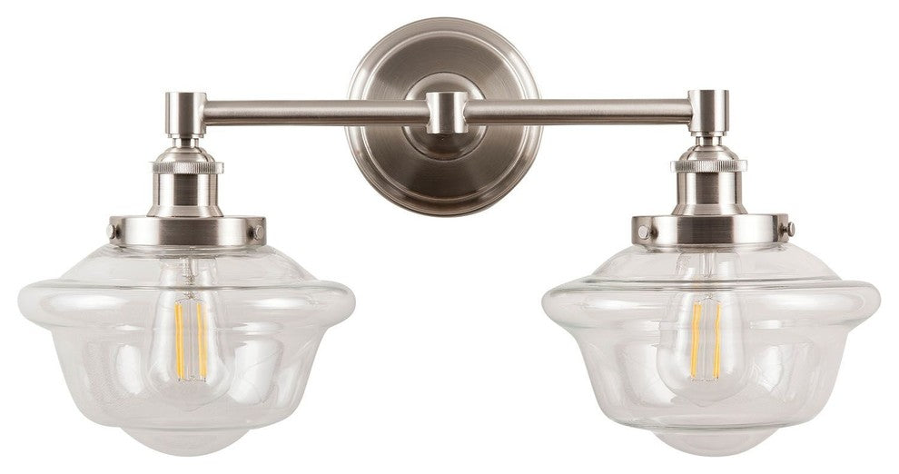 Lavagna 2 Light Schoolhouse Wall Sconce with LED Bulbs, Brushed Nickel