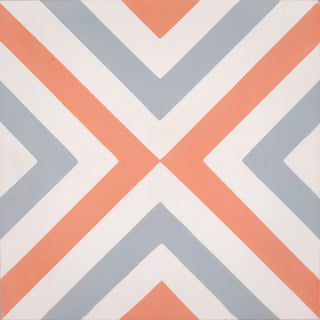 8"x8" Mazagan Handmade Cement Tile, Orange/Grey, Set of 12