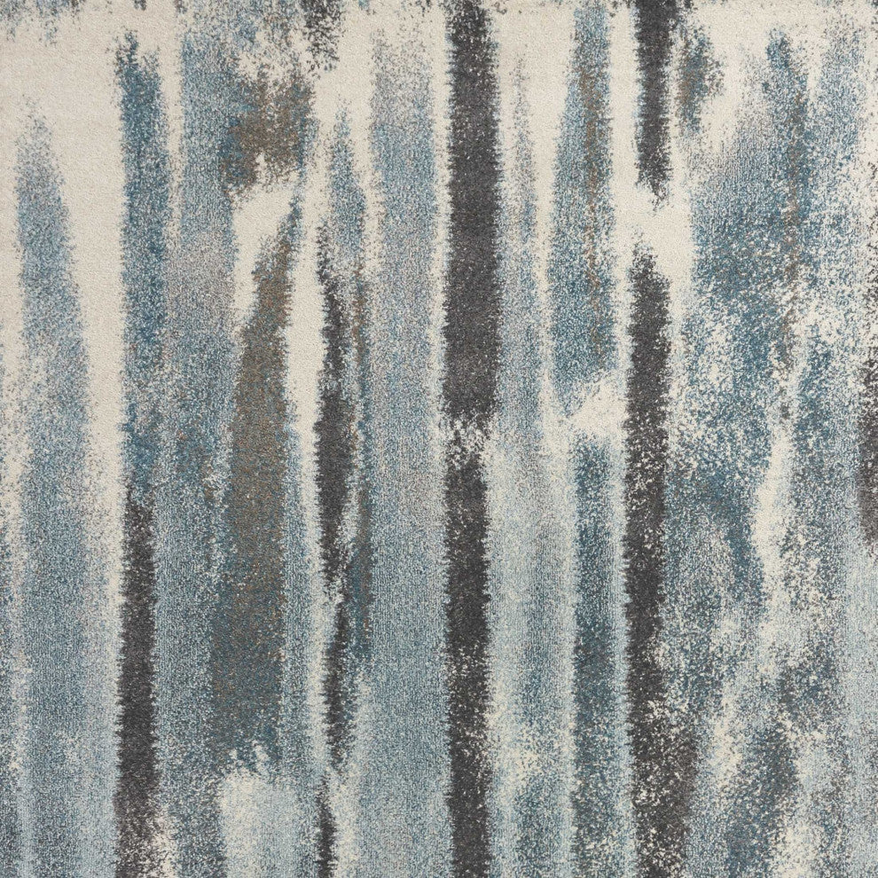 HomeRoots 5' x 8' Teal Abstract Brushstrokes Indoor Area Rug