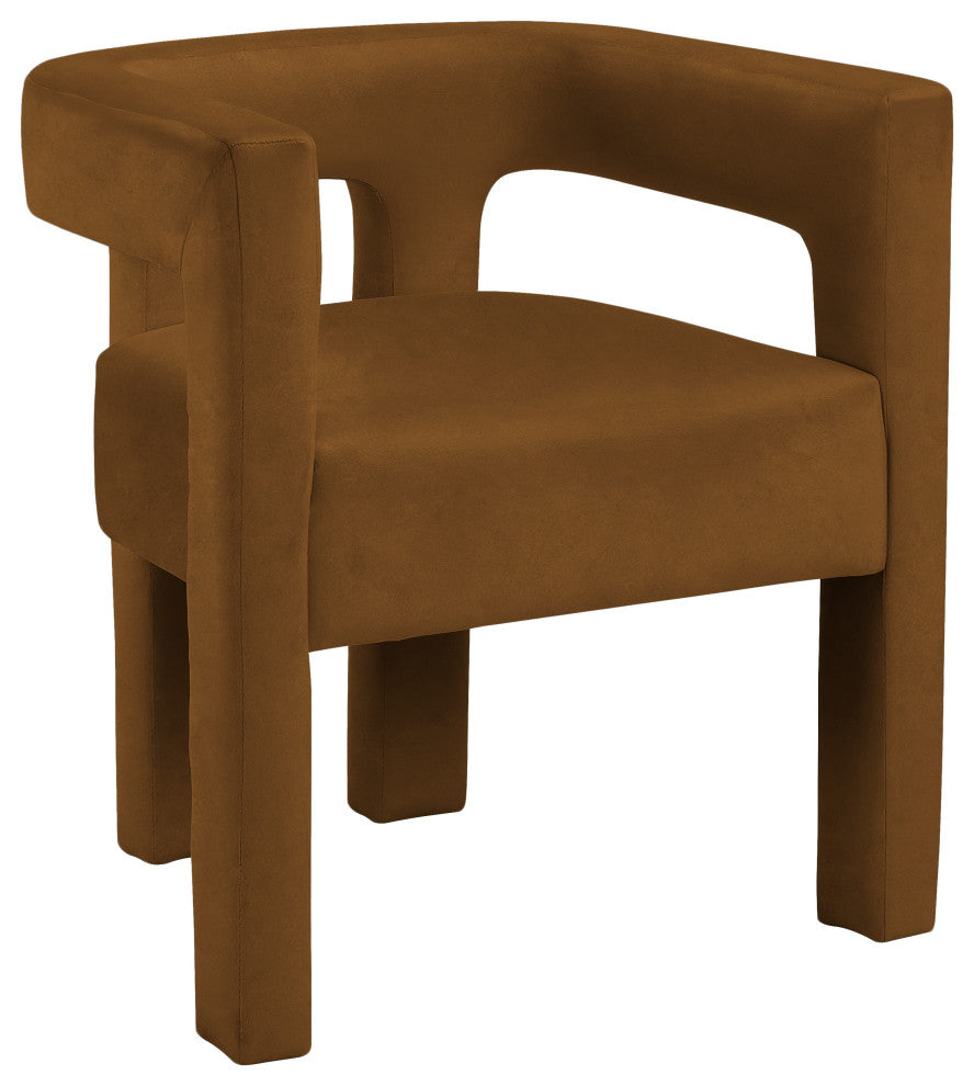 Athena Velvet Upholstered Dining Chair, Saddle
