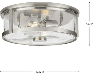 Gilliam Collection 12-5/8" Two-Light Brushed Nickel Flush Mount