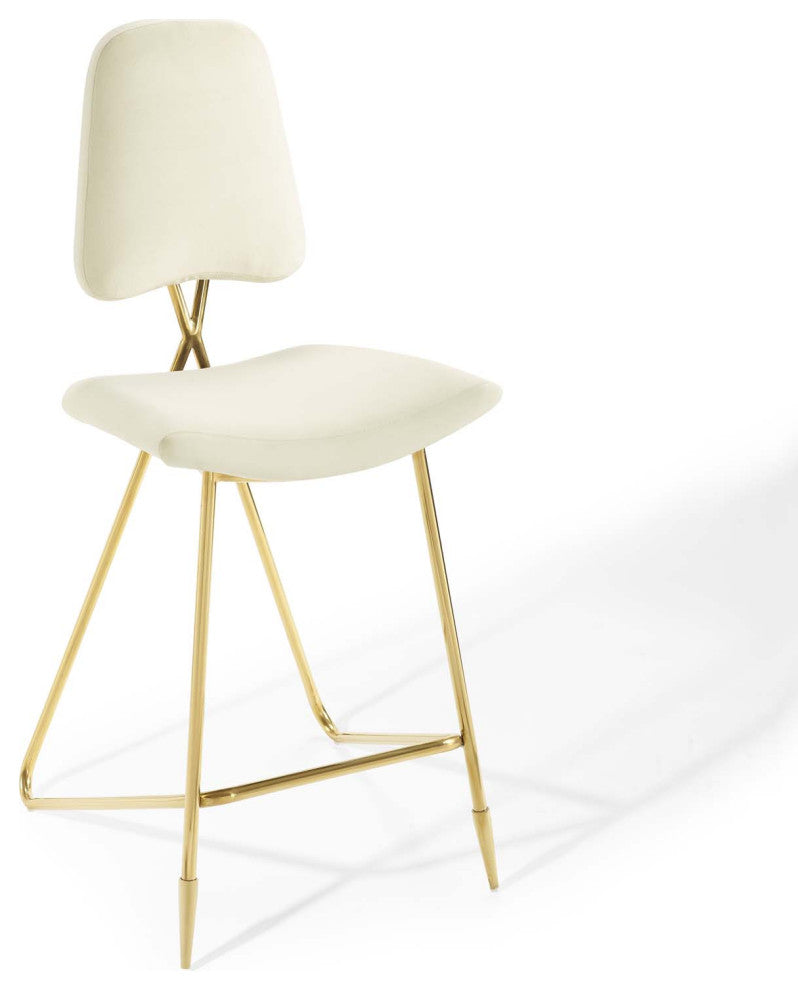 Ponder Bar Stool Performance Velvet Set of 2, Ivory