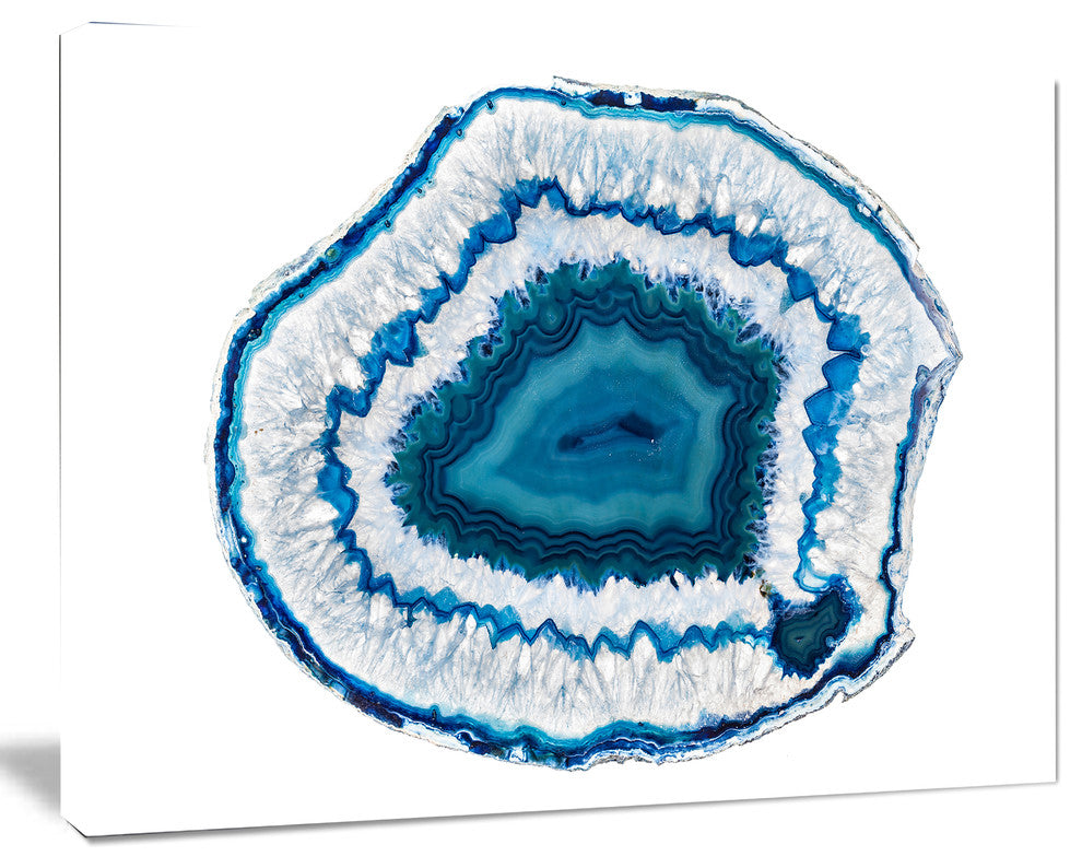 Blue Agate Crystal, Abstract Canvas Wall Art Print, 60"x28"