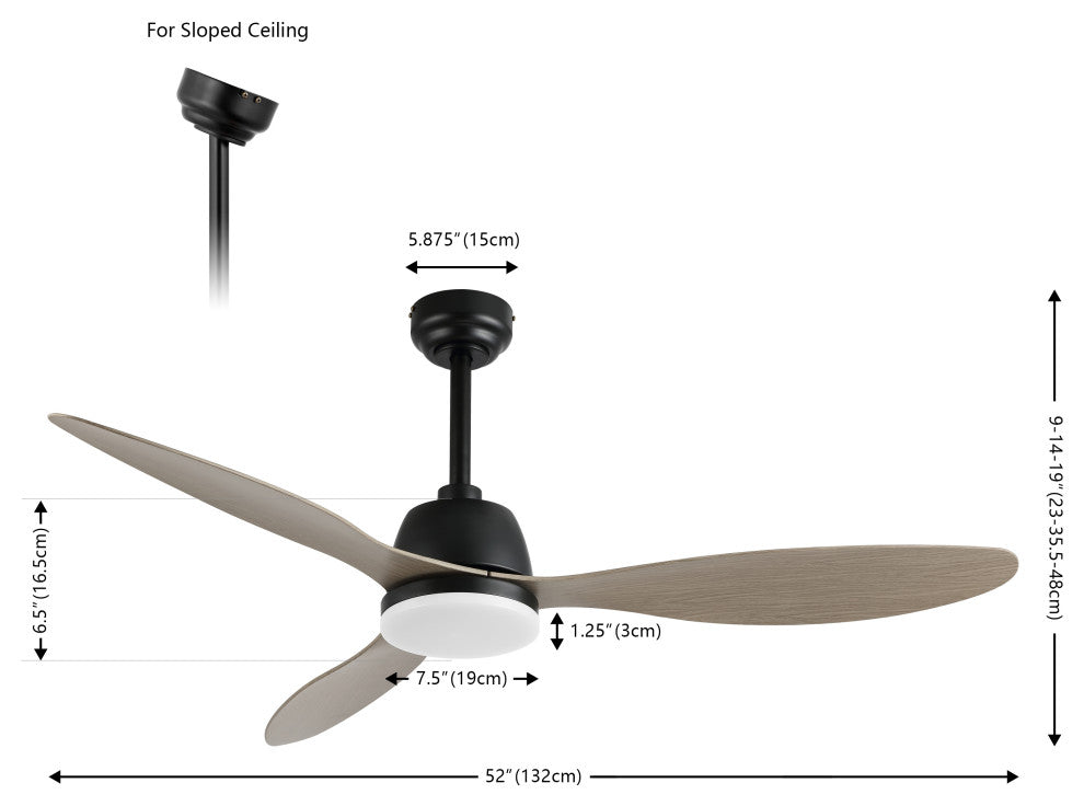 Audie 52" 1-Light App/Remote-Controlled 6-Speed Ceiling Fan, Gray Wood