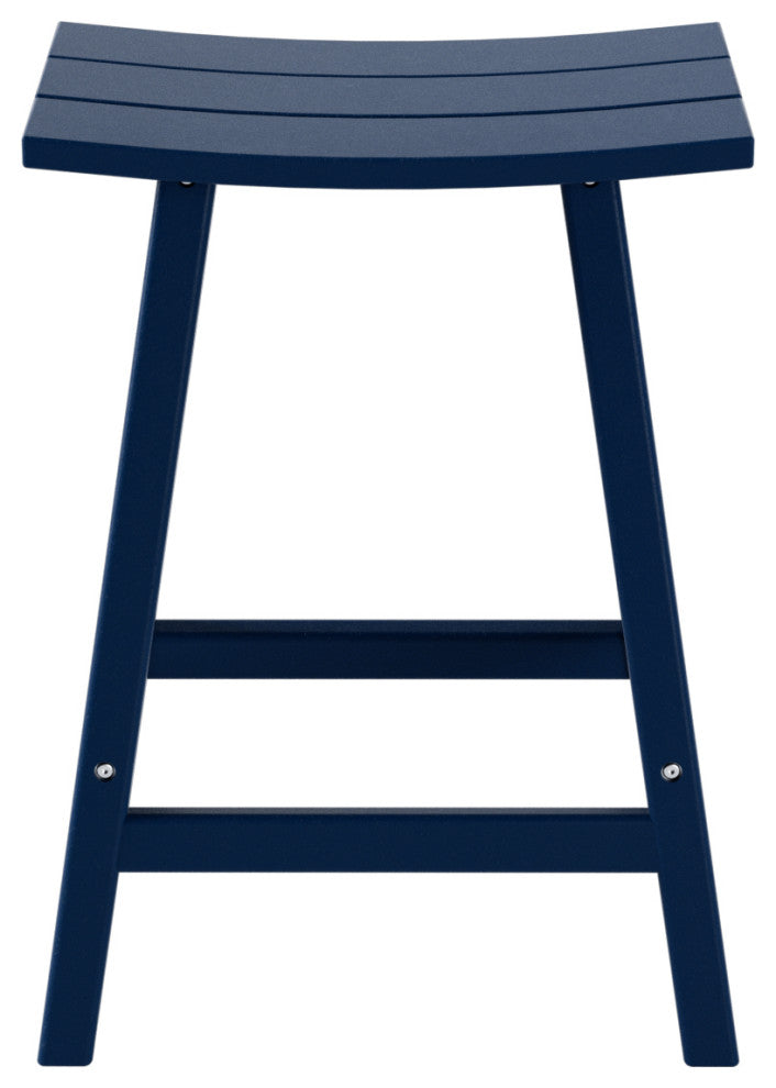 WestinTrends 24" Outdoor Patio Adirondack Plastic Counter Stool, Saddle Seat, Navy Blue